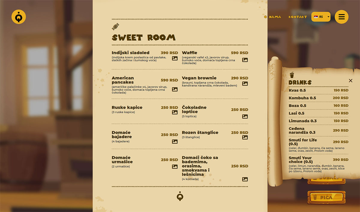Vege House: Jelovnik (Sweet Room)
