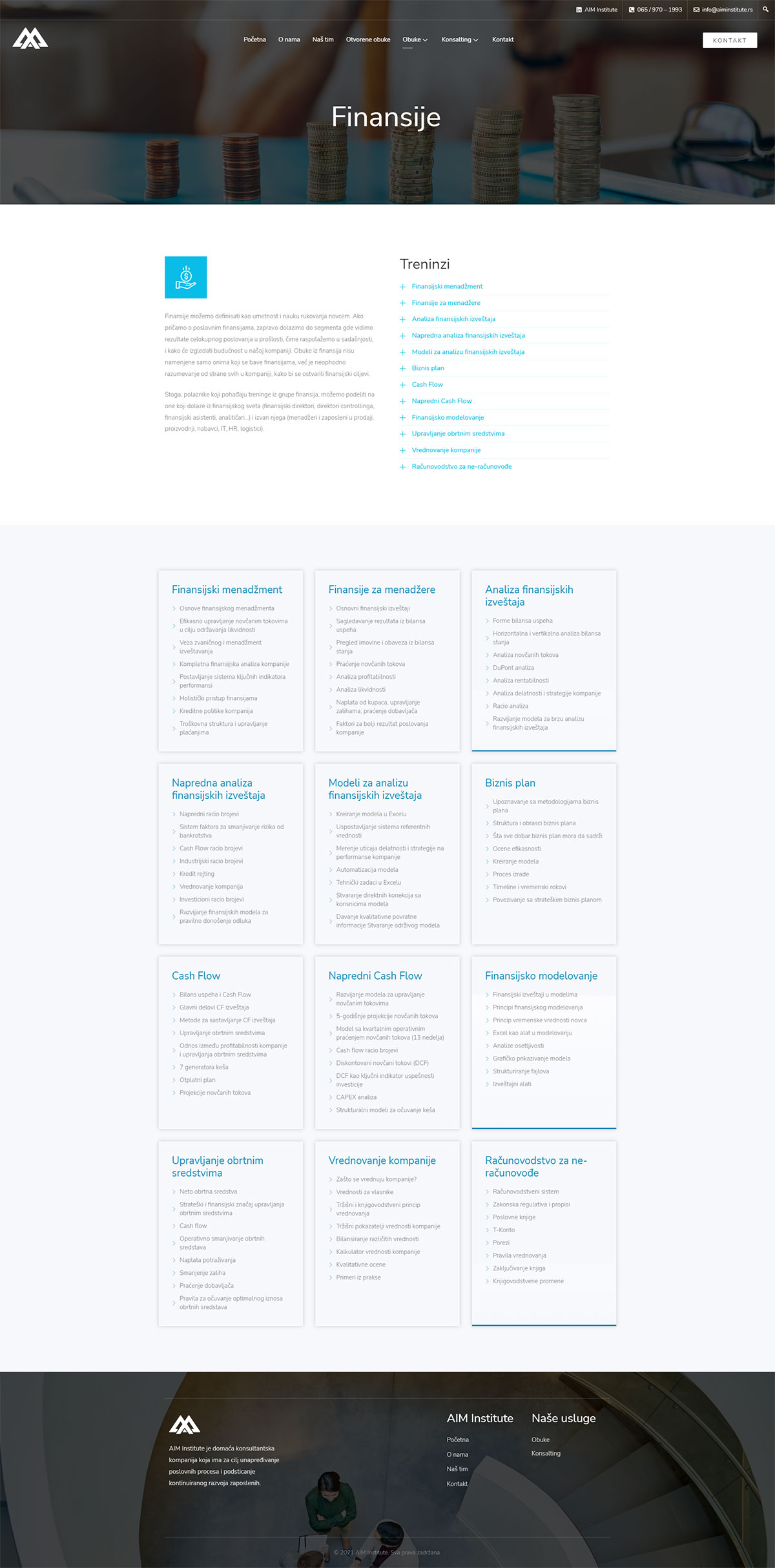 Aim institut: Obuka